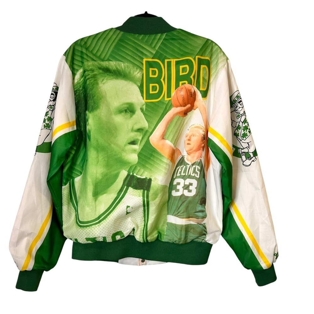 VTG 90s NBA BOSTON CELTICS STARTER LARRY BIRD BOMBER JACKET AOP